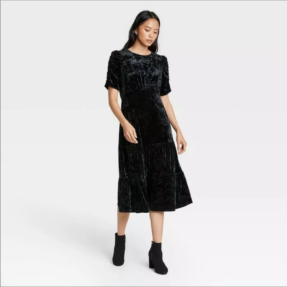 Womens Puff Long Sleeve a Line Dress Who What Wear